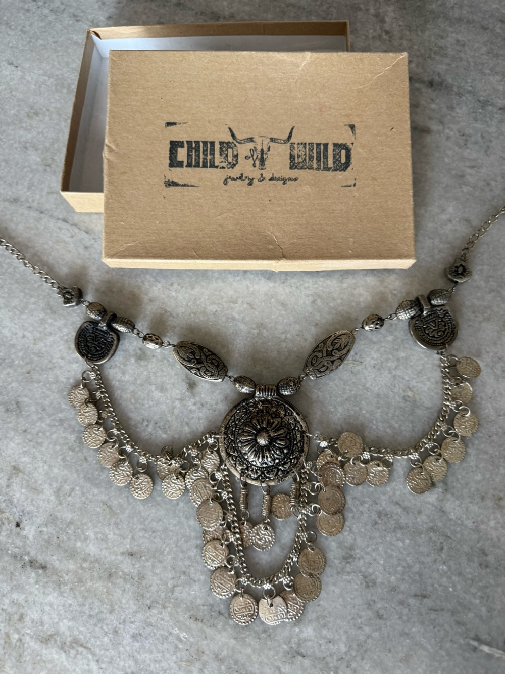 Child of wild bohemian “Moon’s Vengeance Statement Necklace”
